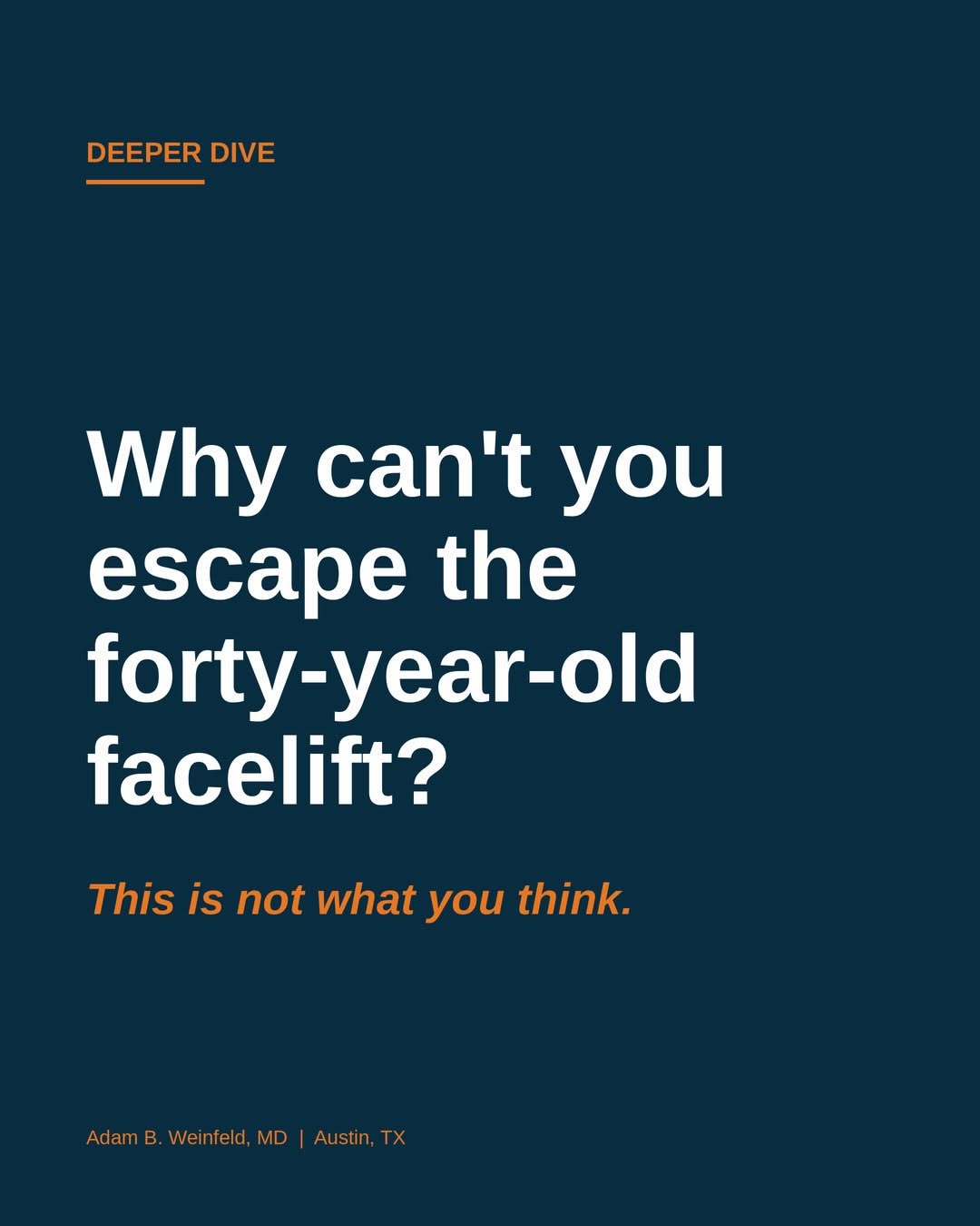 Instagram post by Dr. Adam Bryce Weinfeld: Is 40 too young for a facelift? Here is the honest answer. Facial aging starts in the late 20s, and in some individuals it reaches a point w…