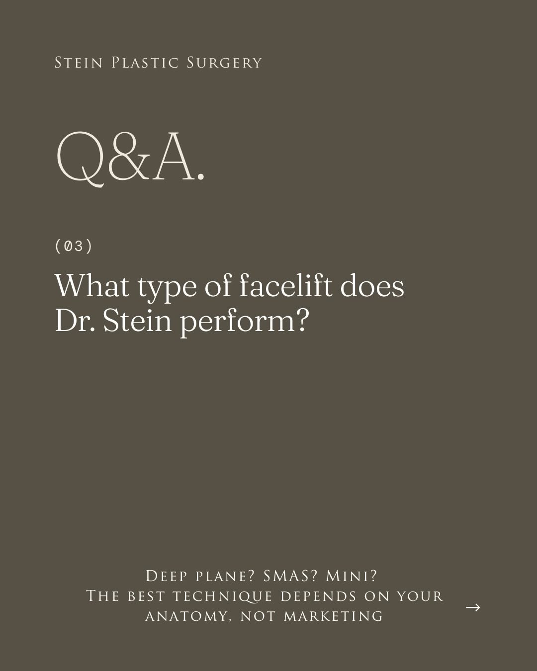 Instagram post by Dr. Adam D. Stein: Deep Plane? SMAS? Which facelift is actually better? 🤔 The answer may surprise you: there isn’t one “best” facelift technique for every pat…