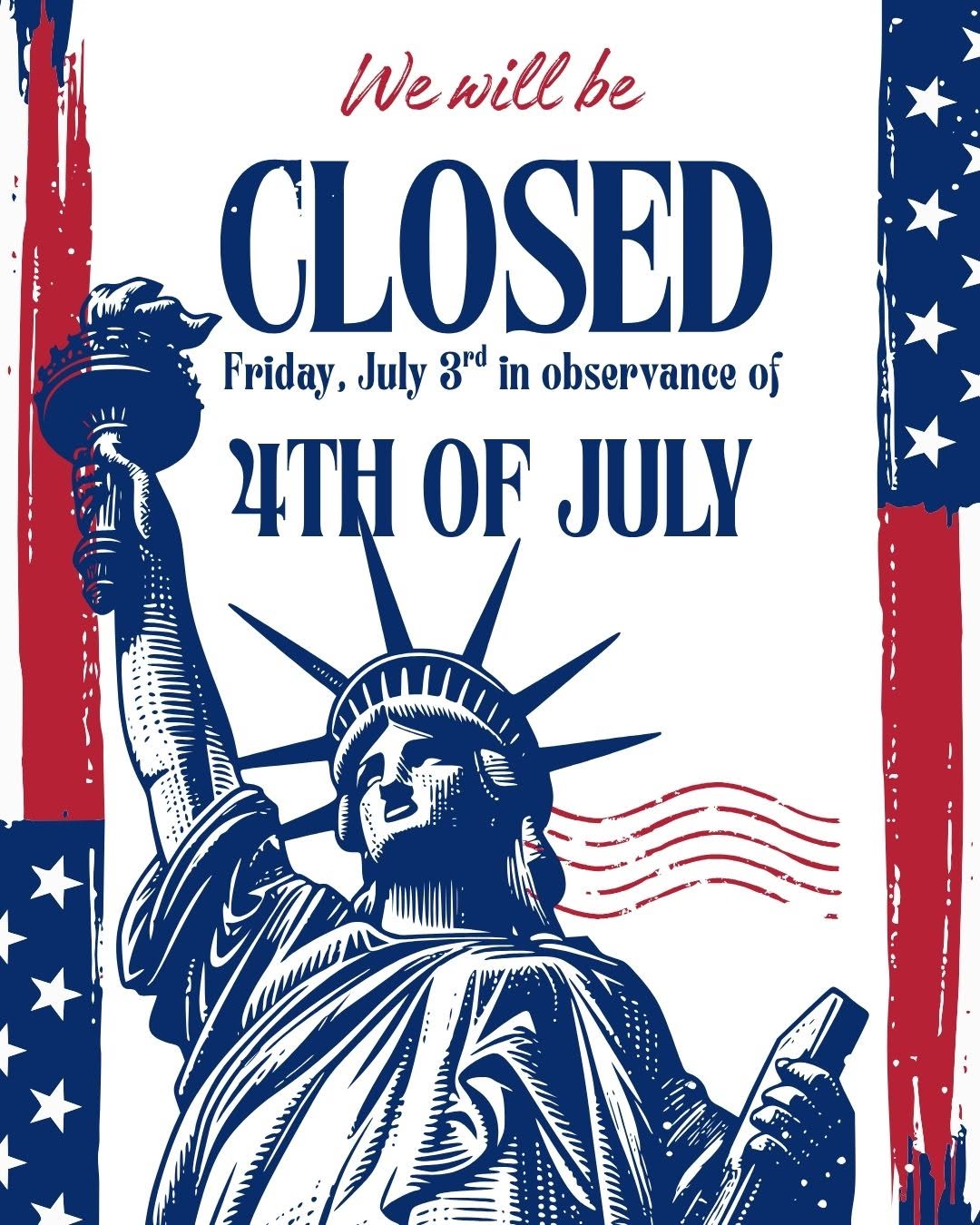 Instagram post by Dr. Adam Gropper: 🇺🇸 Holiday Office Closure Notice 🇺🇸 ㅤ In observance of Independence Day, all Vivid Vascular offices will be closed on Friday, July 3. ㅤ …