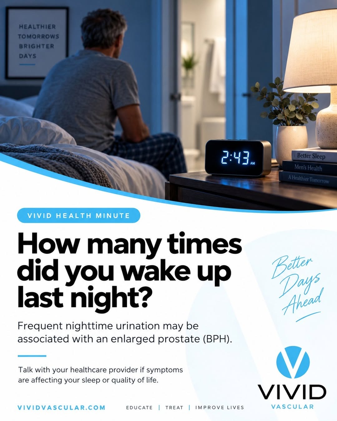Instagram post by Dr. Adam Gropper: How many times did you wake up last night? Frequent nighttime urination can be associated with an enlarged prostate, also known as BPH. If s…