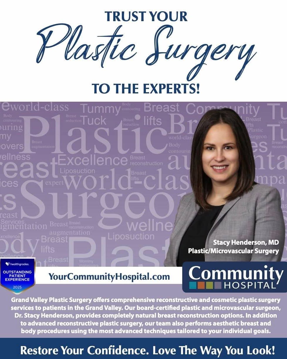 Instagram post by Dr. Adam L. Baker: Community Hospital’s Grand Valley Plastic Surgery offers specialized reconstructive and cosmetic plastic surgery care for patients throughou…