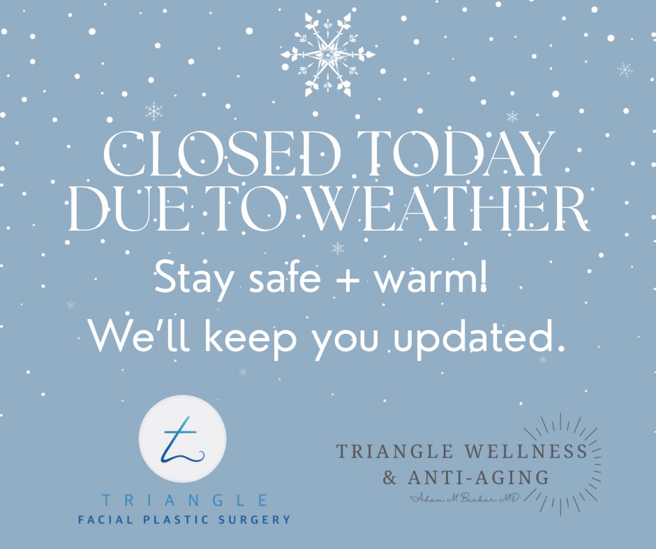 Instagram post by Dr. Adam M. Becker: ❄️ Weather Closure Notice ❄️ Due to the current ice storm and for the safety of our patients and staff, Triangle Wellness & Anti‑Aging and T…