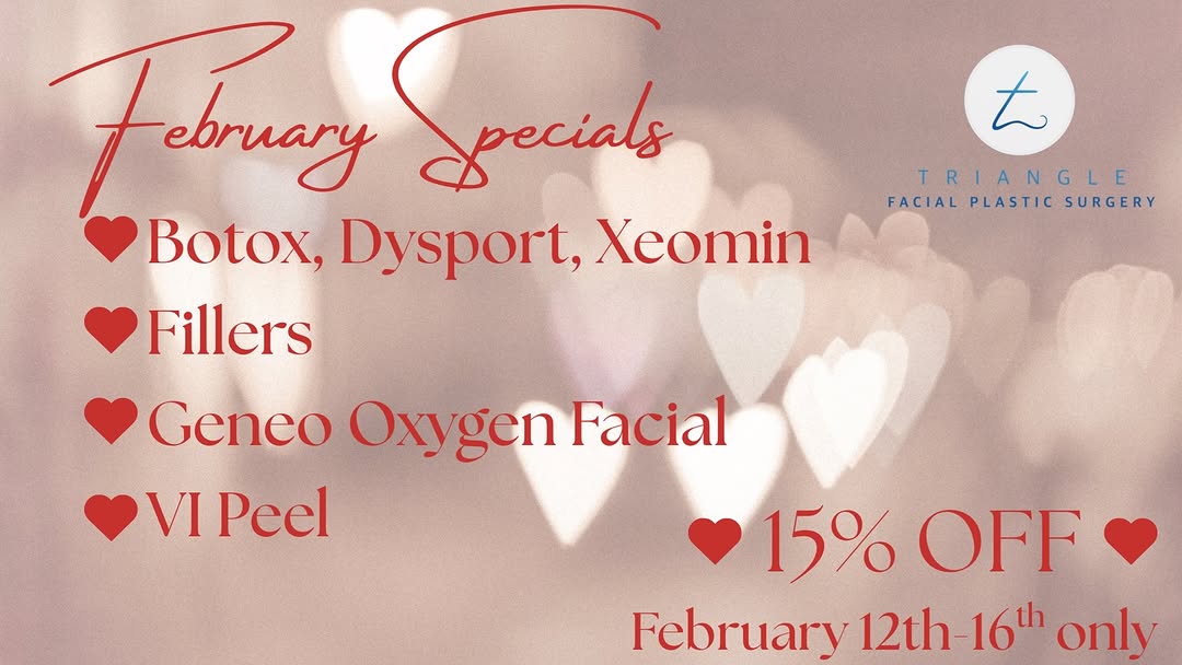 Instagram post by Dr. Adam M. Becker: ❤️ February Glow Event ❤️ For a limited time, enjoy 15% off Botox, Dysport, Xeomin, fillers, Geneo Oxygen Facials, and VI Peels when you pre…