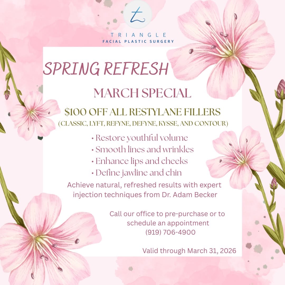 Instagram post by Dr. Adam M. Becker: 🌸 Spring Refresh Special! 🌸 Ready to look as refreshed as the season feels? For the entire month of March, enjoy $100 OFF all Restylane fi…