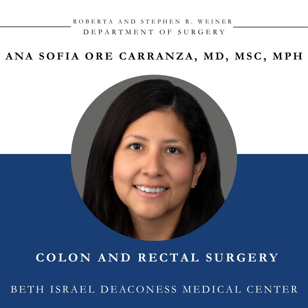Instagram post by Dr. Adam M. Tobias: Welcome Ana Sofia Ore Carranza, MD, MSc, MPH, to the Division of Colon & Rectal Surgery! A former BIDMC General Surgery resident who complet…