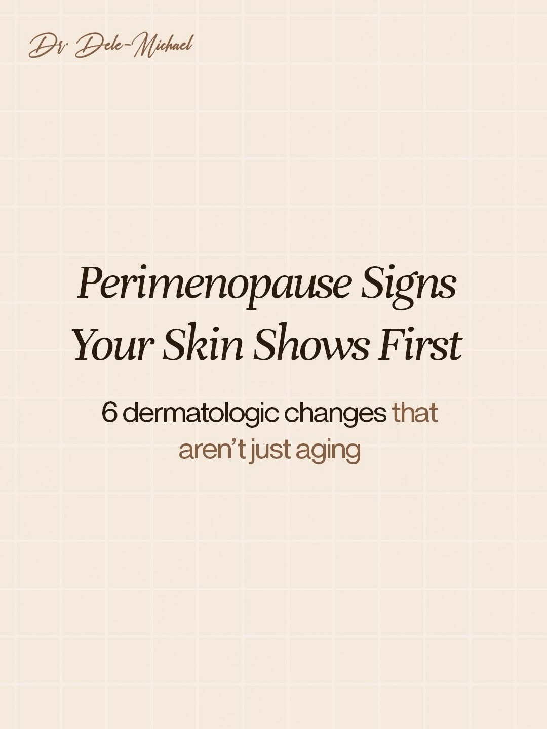 Instagram post by Dr. Adebola Dele-Michael: From breakouts and hair thinning to sensitivity and pigmentation, these changes aren’t always “just aging.” Understand what your skin is tel…