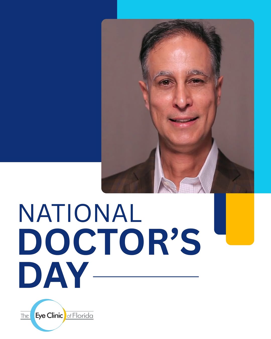 Instagram post by Dr. Ahad Mahootchi: Happy National Doctors' Day to the one and only Dr. Mahootchi! 🎉👁️ For decades, he has dedicated his career to helping patients see more c…