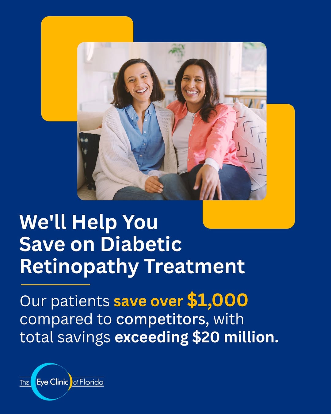 Instagram post by Dr. Ahad Mahootchi: World-class eye care shouldn't break the bank 💙 Our patients save over $1,000 on diabetic retinopathy treatment compared to competitors, wi…