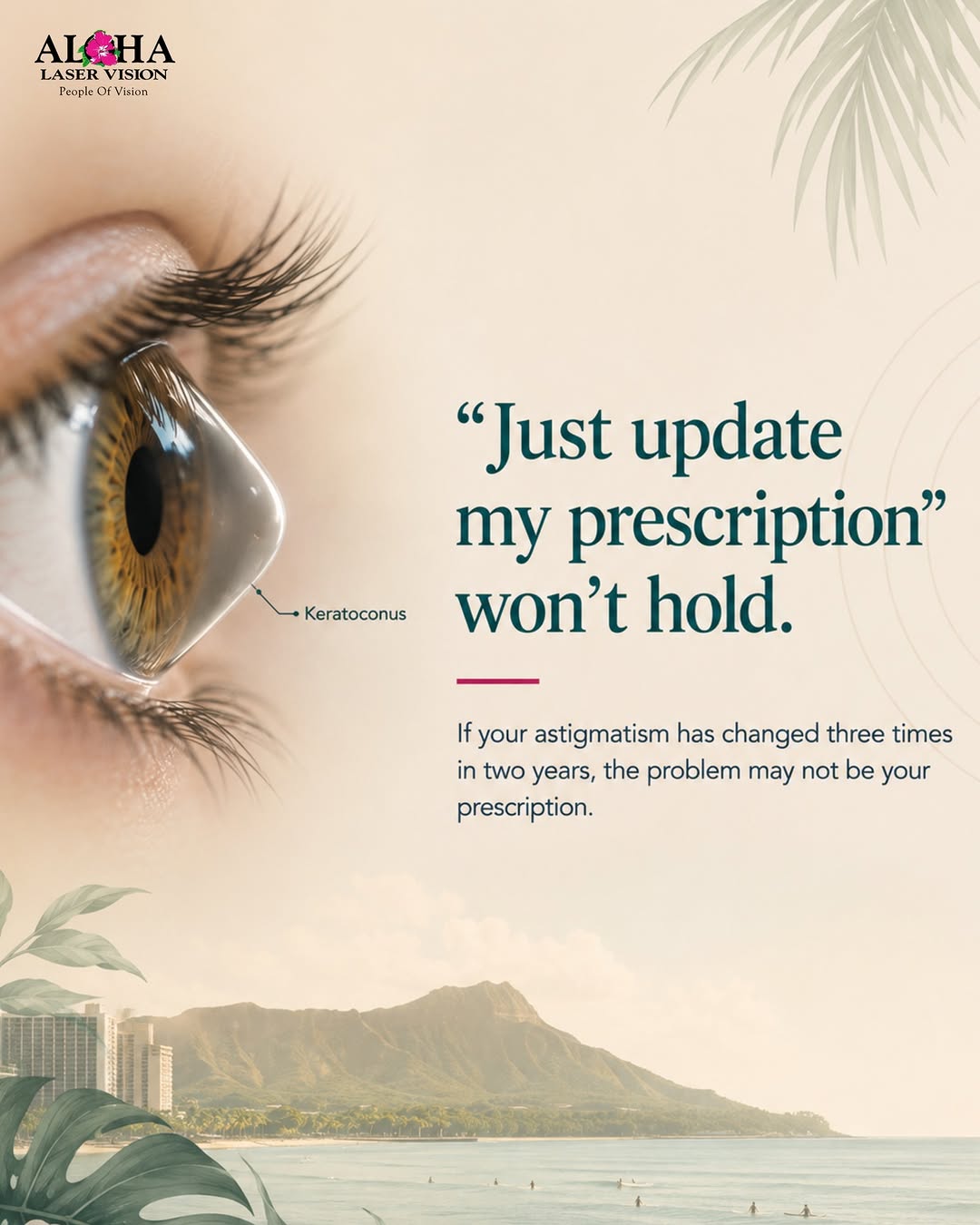 Instagram post by Dr. Alan Faulkner: Getting another new prescription? Your glasses might not be the whole story. If your astigmatism or prescription keeps changing, especially …