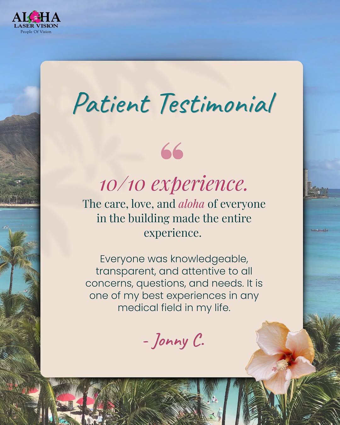 Instagram post by Dr. Alan Faulkner: When a patient calls their experience a 10/10, that means everything to us. 🌺 For Jonny, it wasn’t just about the outcome. It was about fee…