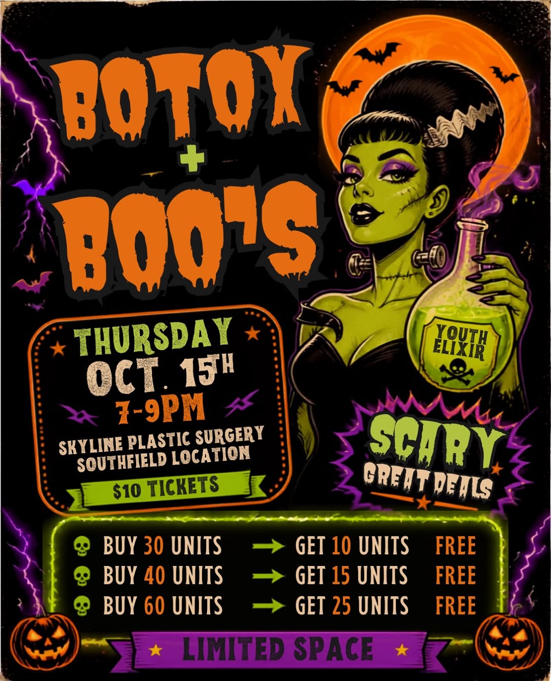 Instagram post by Dr. Alberto Aviles: A Little Boo, A Little Tox The only thing scarier than Halloween? Letting those fine lines stick around. 👀 Come celebrate spooky season wit…