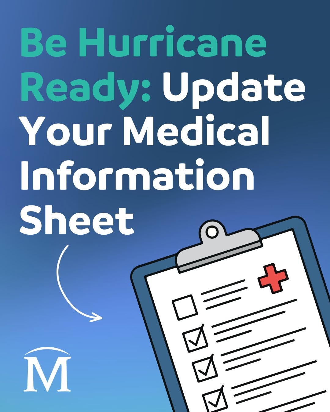 Instagram post by Dr. Aldene McKenzie, DO: When preparing for hurricane season, having your medical information sheet updated and easily accessible can make all the difference. 🩺 So,…