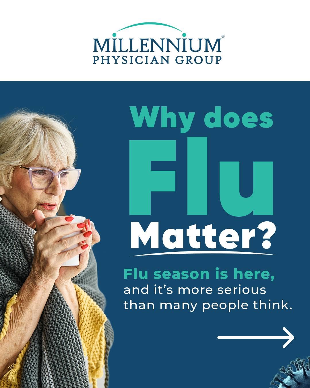 Instagram post by Dr. Aldene McKenzie, DO: The flu is more than just a seasonal inconvenience — it can lead to serious health complications, especially for older adults, young childre…