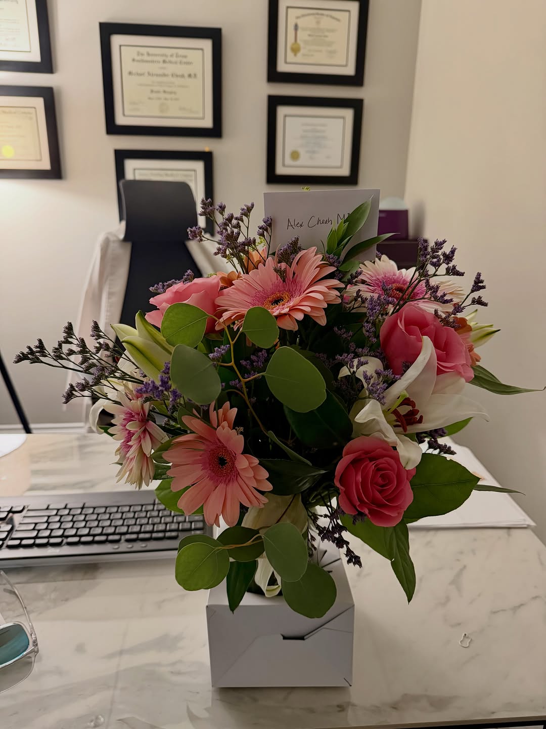 Instagram post by Dr. Alex Cheah: Walked in to the office this morning and was surprised to find this beautiful arrangement on my desk. To be honest, I can’t remember the las…