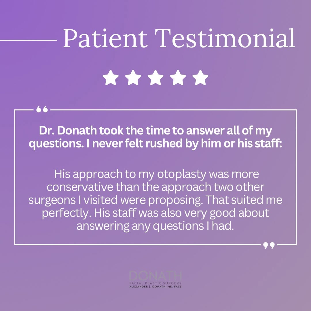 Instagram post by Dr. Alexander Donath: Happy #TestimonialTuesday 🤩 From another happy patient! 🤗 “Dr. Donath took the time to answer all of my questions. I never felt rushed by …