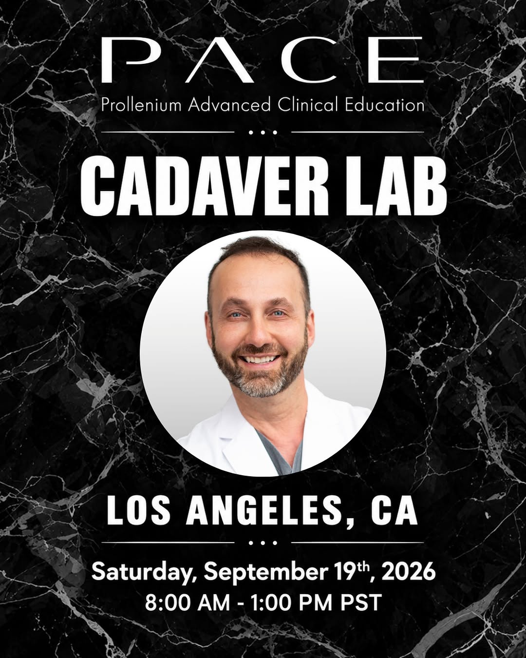 Instagram post by Dr. Alexander Rivkin: I’m excited to be leading the upcoming PACE Academy Cadaver Lab in Los Angeles. We’ll be taking a deeper look at upper, middle, and lower fa…