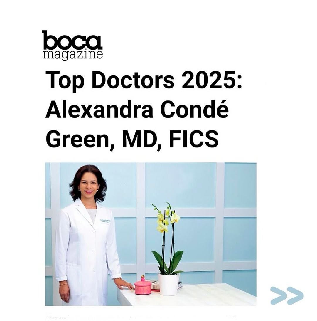 Instagram post by Dr. Alexandra Conde-Green: ✨ A well-deserved recognition! Dr. Alexandra was featured in the special edition of @bocamag as one of the top doctors of 2025. A highlight …