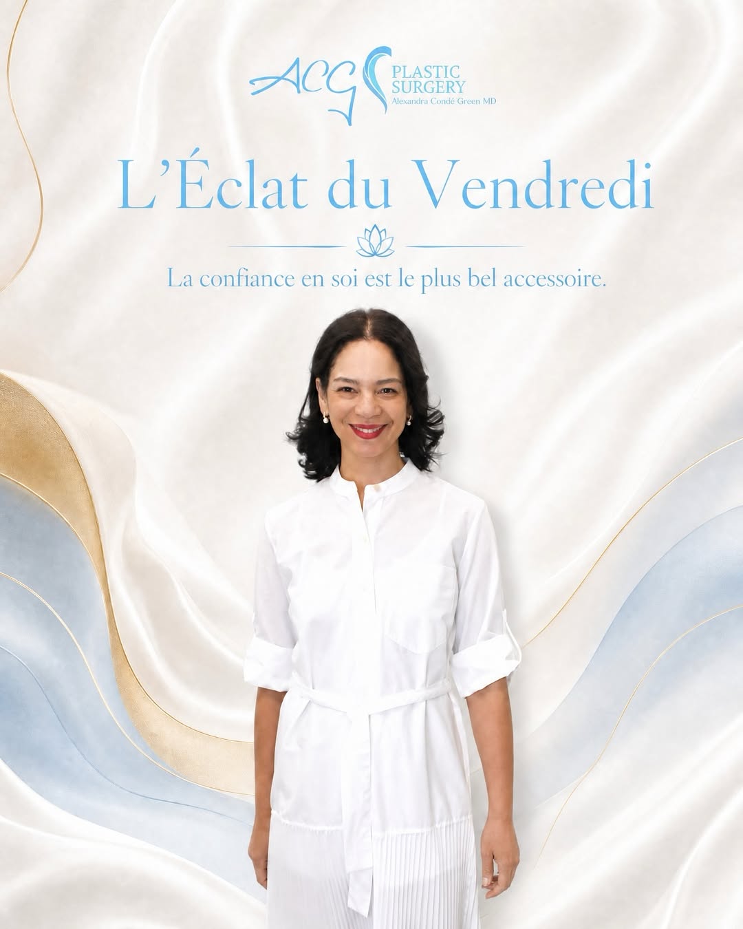 Instagram post by Dr. Alexandra Conde-Green: 🇫🇷 ✨ L’éclat du Vendredi : La confiance en soi est le plus bel accessoire. À l’approche du week-end, rappelons-nous que la véritable beaut…