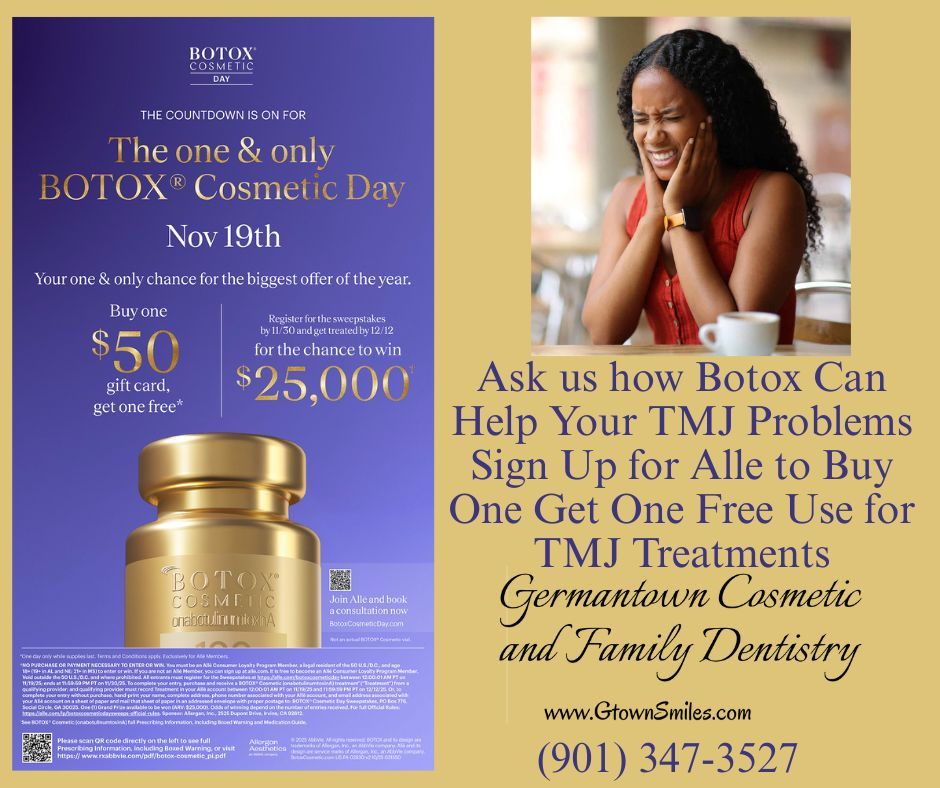 Instagram post by Dr. Alexandra Garrett, DDS: Alle is having a Botox Day on Nov 19th. Sign up on their website and buy one $50 gift card get one Free! We can help treat TMJ problems with…