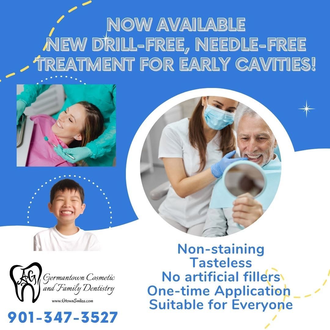 Instagram post by Dr. Alexandra Garrett, DDS: Drill free Needle free treatment of early cavities! Ask at our office. 901-347-3527 #toothdecay #nodrill #noneedles #dentistnearme #memphisd…