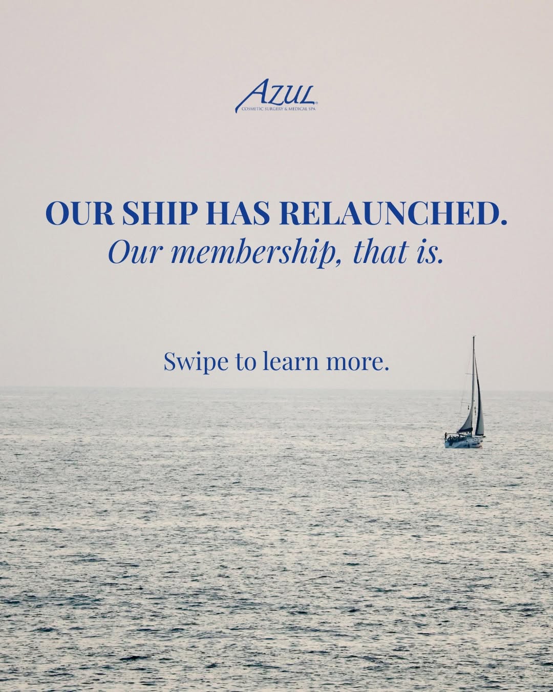 Instagram post by Dr. Allison Yee: Welcome aboard our new ship 🛳️ Visit our website or give us a call to sign up for our new Azul Beauty Club membership today. 💻 azulbeauty.…