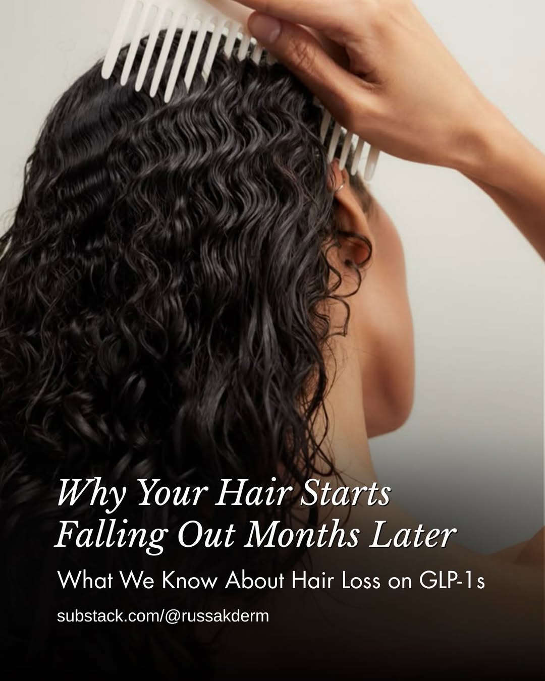 Instagram post by Dr. Amanda Doyle: Hair loss on a GLP-1 often starts before you see the first signs of shedding. By the time more hair starts showing up in the shower, on your…