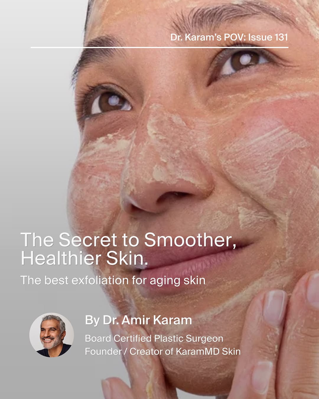Instagram post by Dr. Amir M. Karam: There are a LOT of ways to exfoliate your skin. I don’t recommend them equally. Comment POLISH and I’ll send you the full Journal. Scrubs, a…