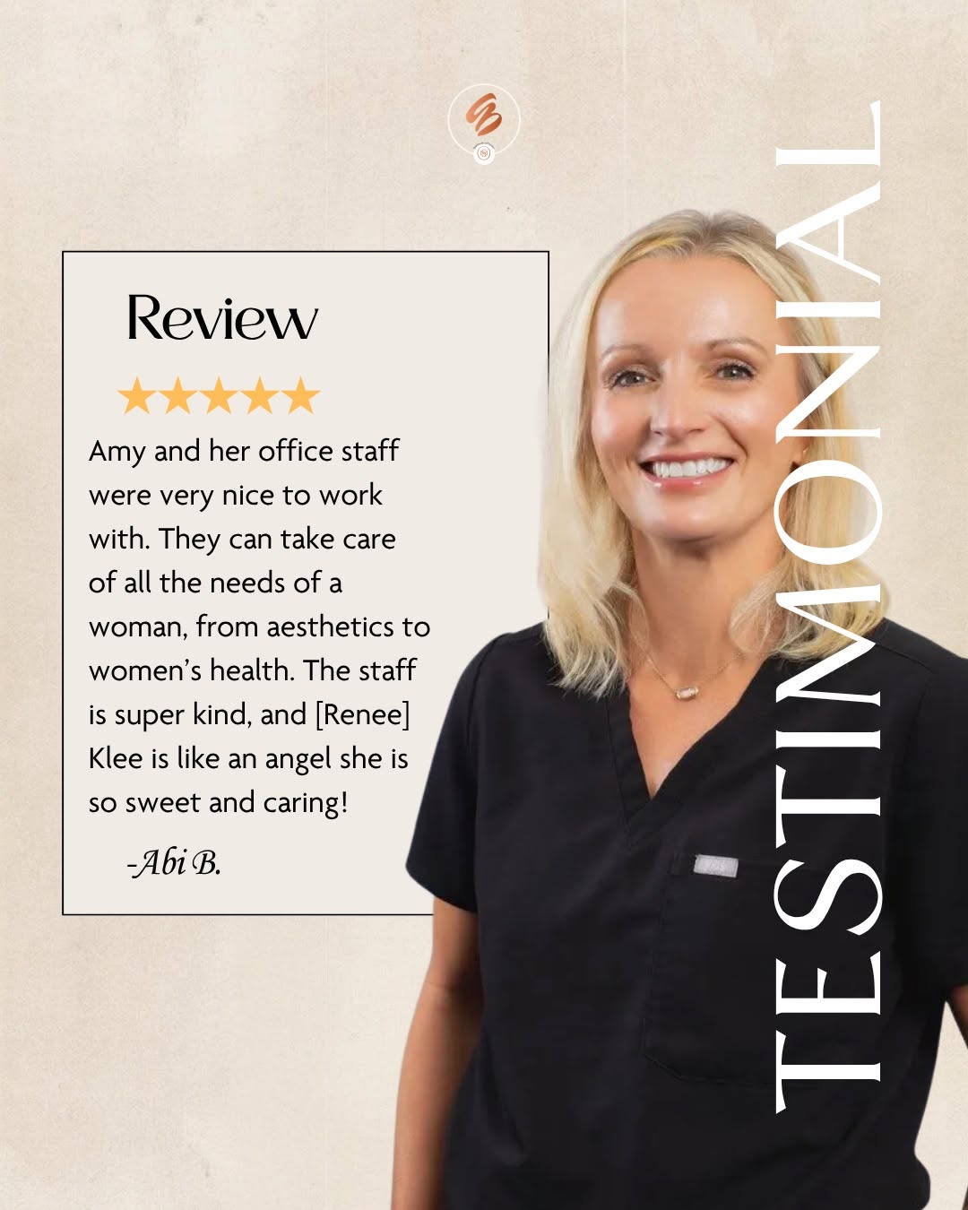 Instagram post by Dr. Amy Brenner: We appreciate all of our patients who take the time to give our practice and staff feedback! Renee has been involved with gynecology and wom…