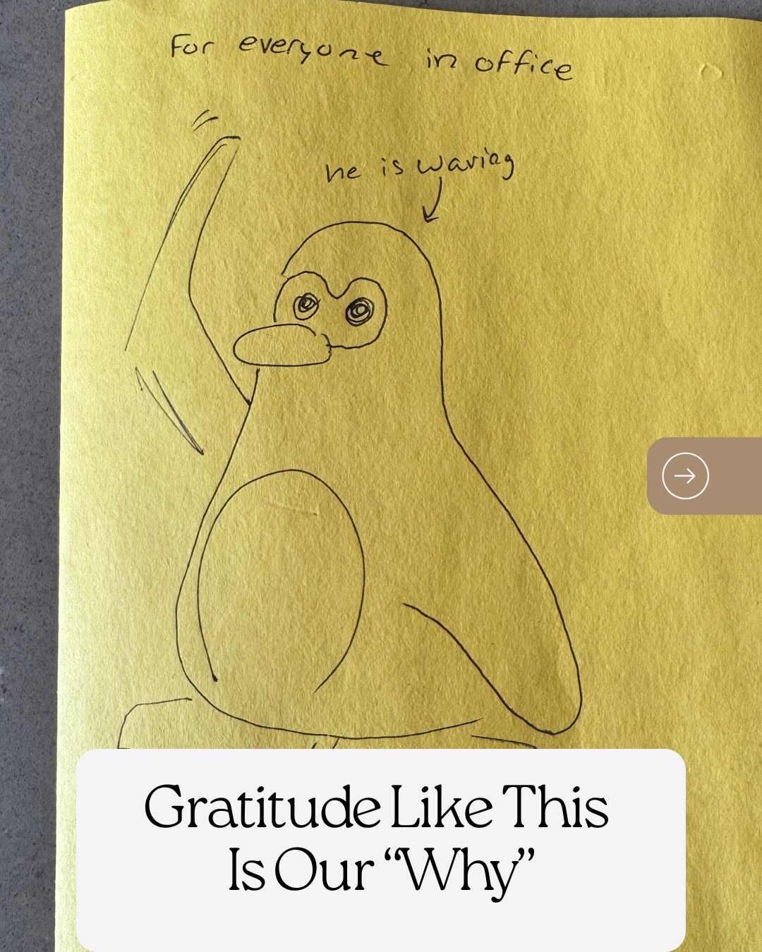 Instagram post by Dr. Amy James, D: This thank you card from Victor was so appreciated by our whole team - thoughtful, hilarious & full of personality! Swipe until the end to s…