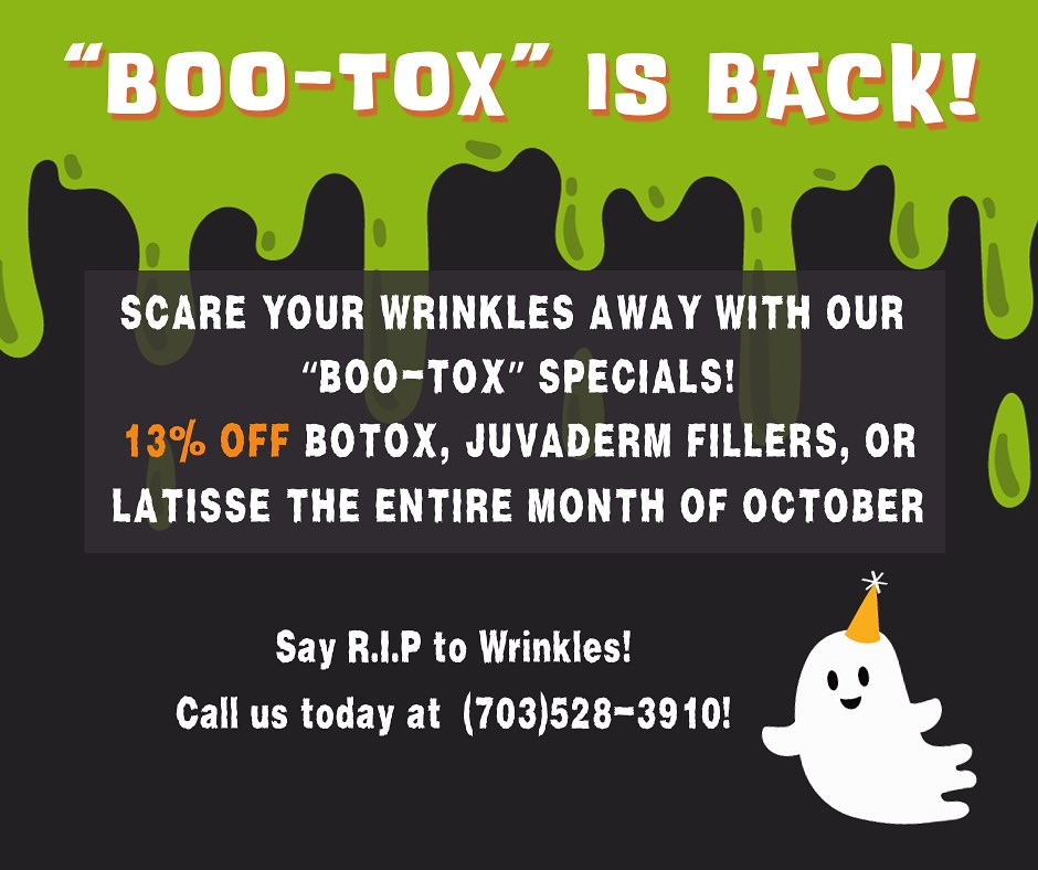 Instagram post by Dr. Amy Kotecha: Happy Halloween! 🎃 Get ready for our scary good Boo-tox special from 10/27 - 10/31👻