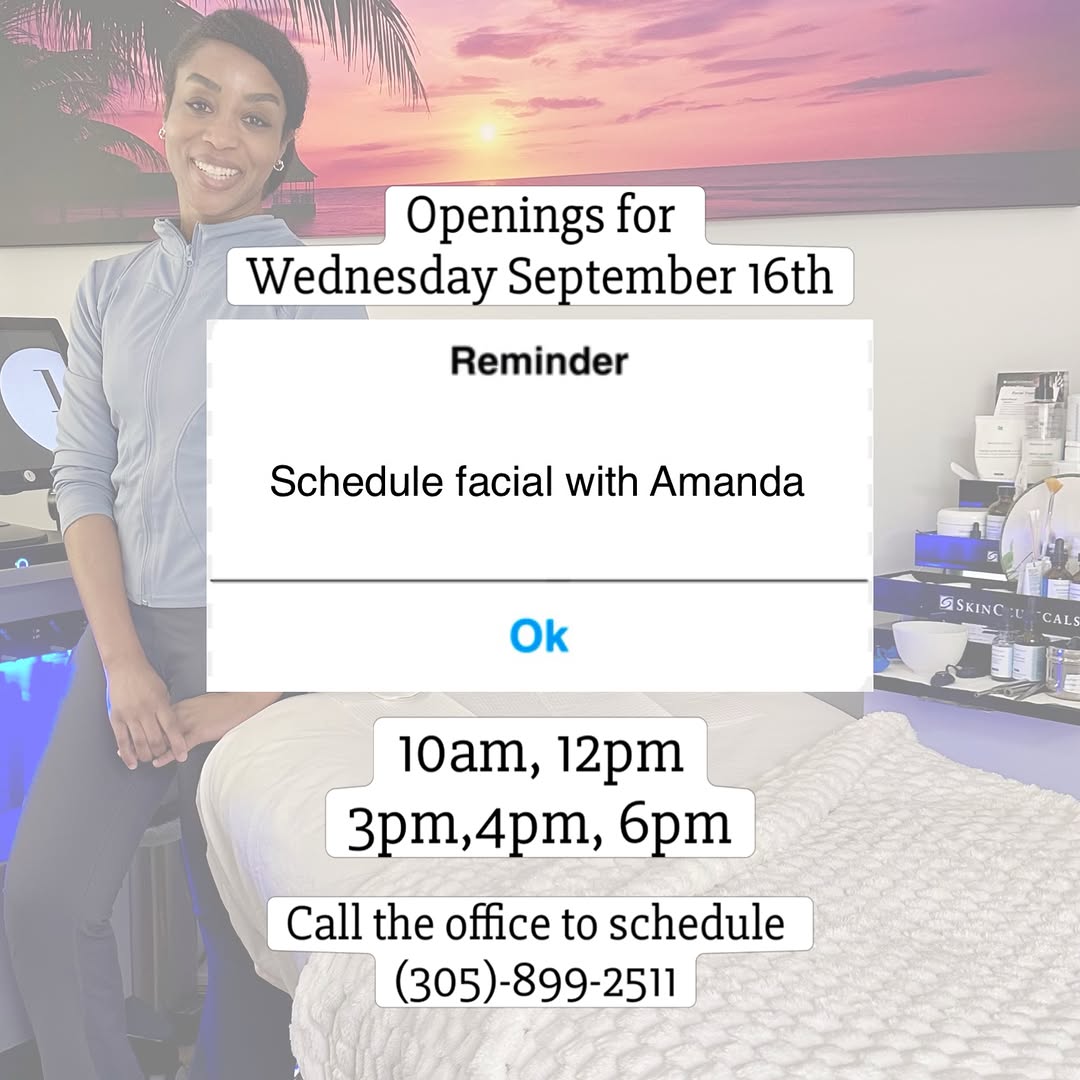 Instagram post by Dr. Andrea B. Trowers: Don’t walk, RUN! Amanda has facial openings for tomorrow 😜 Call the office to schedule ✨
