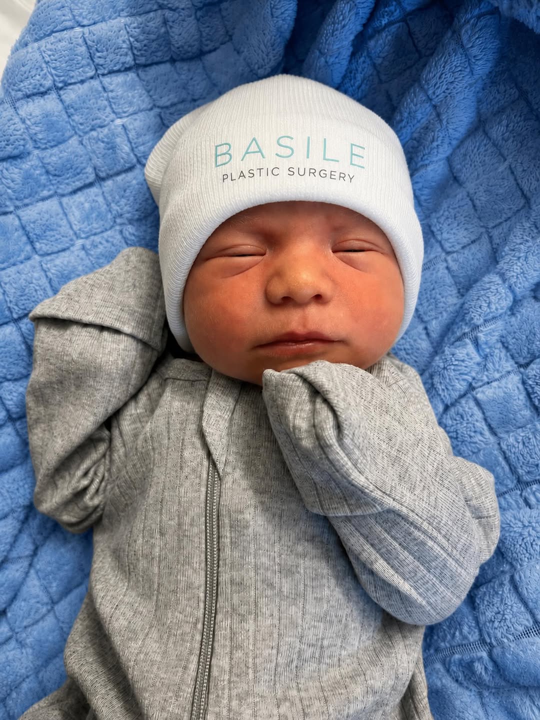 Instagram post by Dr. Andrea Basile: Welcoming the newest member of the Basile crew! 🎉 Our Office Coordinator, Marisa, welcomed her first baby boy, Lincoln, on Tuesday, 6/2! 💙…