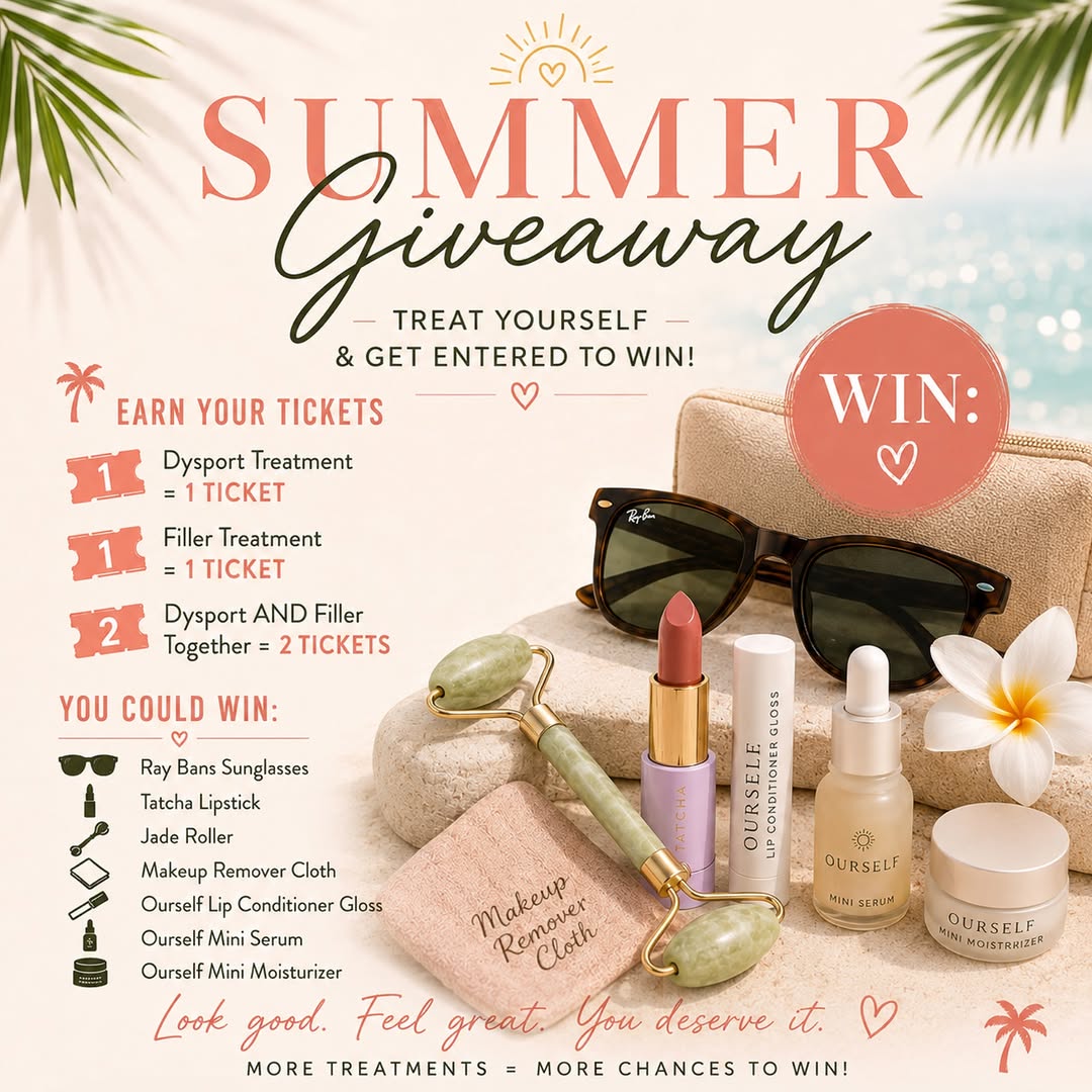 Instagram post by Dr. Andrea Basile: ☀️✨ SUMMER GIVEAWAY ✨☀️ Summer is better when you’re glowing! 💕 We’re giving one lucky winner the ultimate beauty + summer self-care bundle…