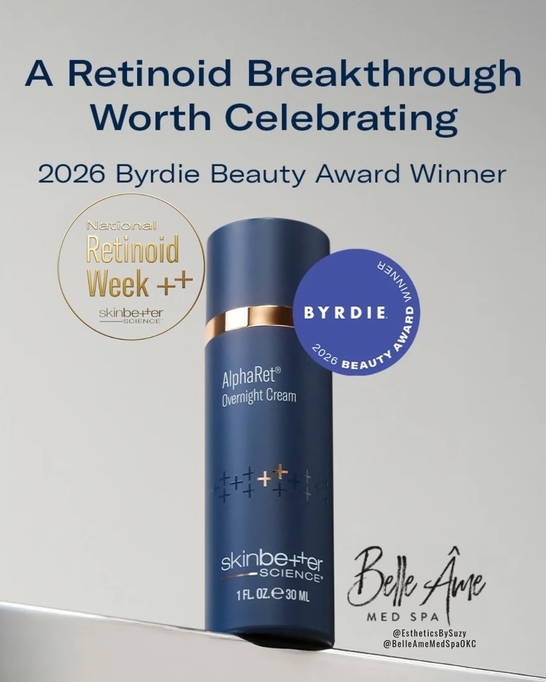 Instagram post by Dr. Andrea Volk: It’s National Retinoid Week AND this one deserves a little extra attention. @skinbetter AlphaRet® Overnight Cream delivers retinoid-level re…