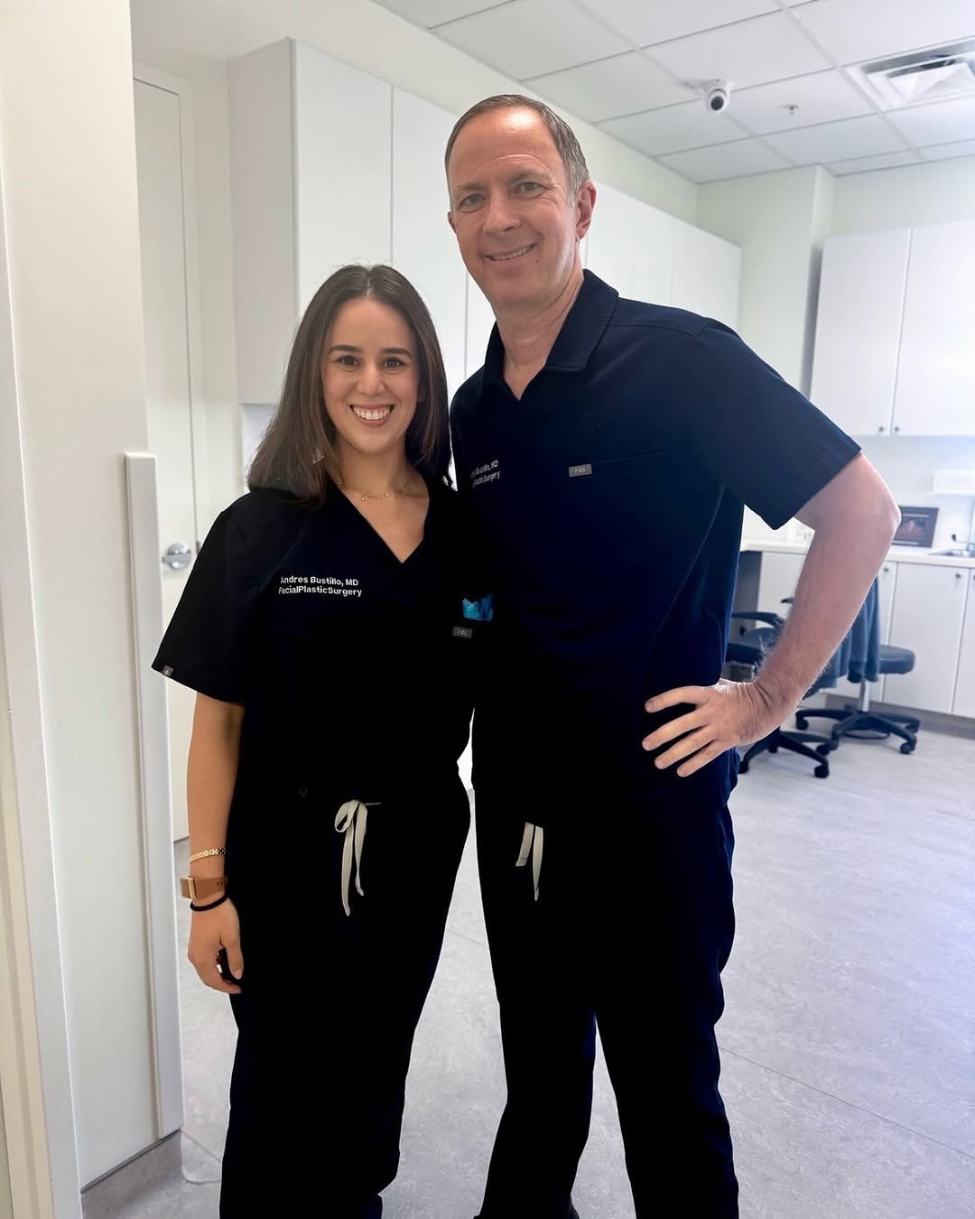 Instagram post by Dr. Andres Bustillo: Always a privilege to share my techniques with talented colleagues.🤝 Happy to have 👩🏻⚕️ Dr. Natalie Plana from 🗽 New York City observin…