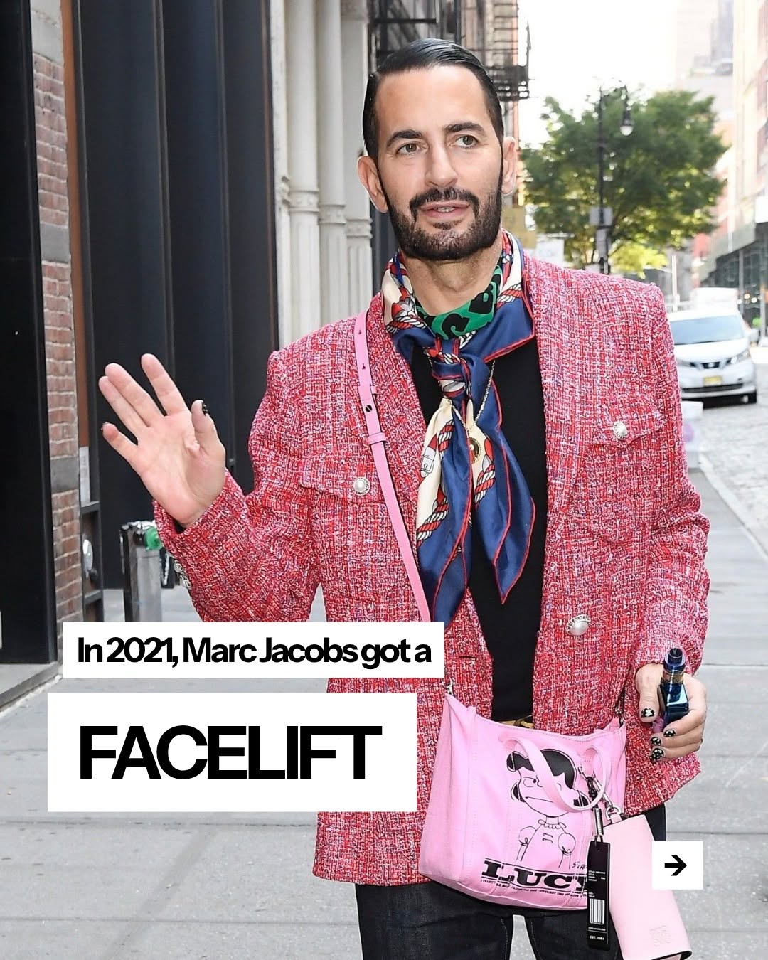 Instagram post by Dr. Andrew Jacono: There's a reason @themarcjacobs looked like himself after his facelift. He chose an Extended Deep Plane Facelift, a technique that works ben…