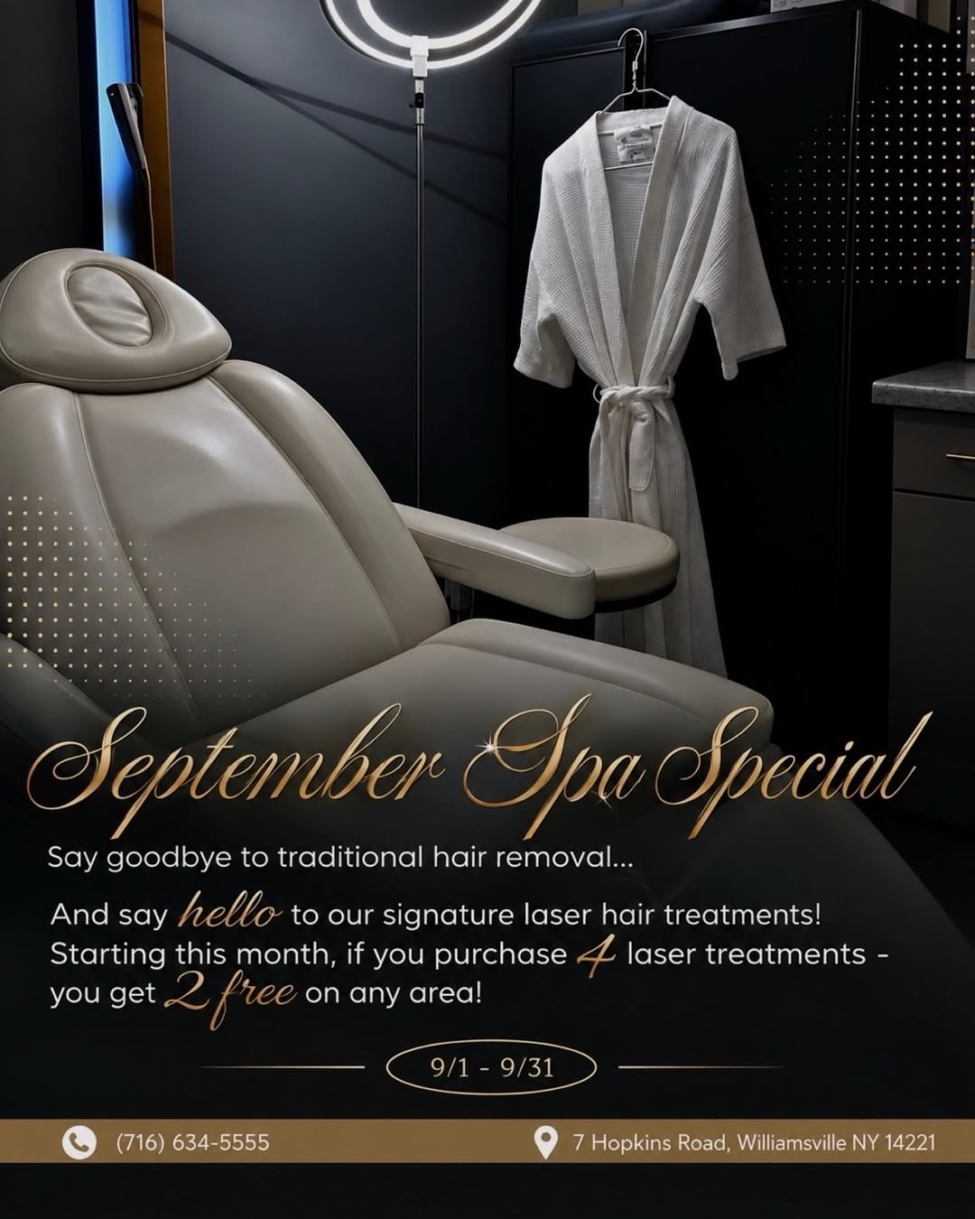Instagram post by Dr. Andrew P. Giacobbe: Happy September!! 🍂🤍 Starting this month, if you purchase ⟡4⟡ laser hair treatments - you can get ⟡2⟡ free! Offer expires at the end of th…