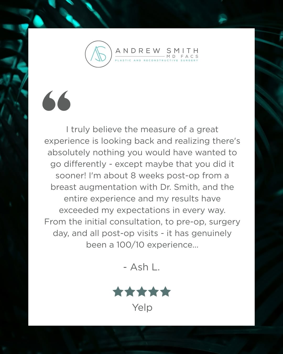 Instagram post by Dr. Andrew Smith: There’s nothing is more rewarding than the stories our patients share. Your trust fuels our passion for excellence and drives us to provide …