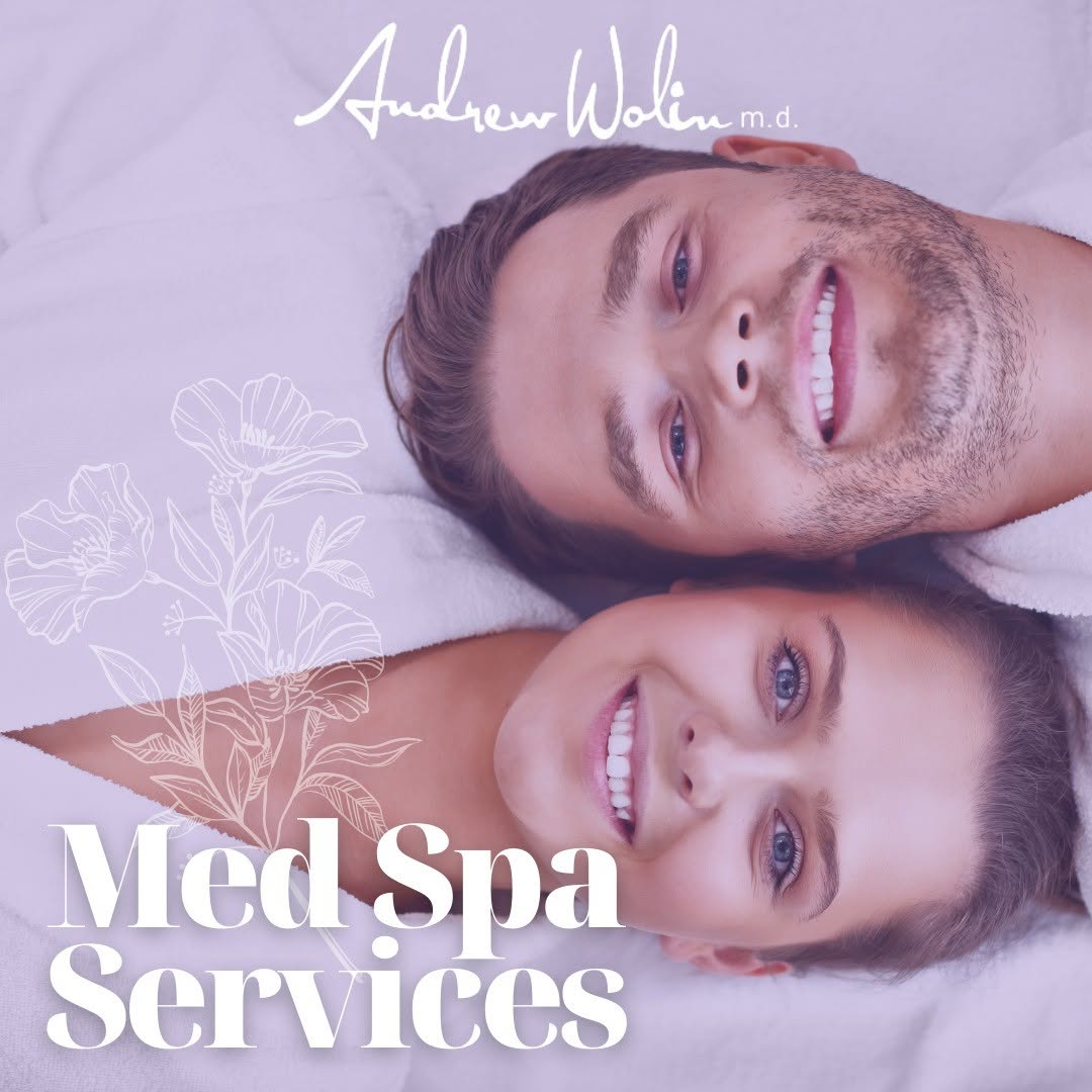 Instagram post by Dr. Andrew Wolin: Medical spa services are procedures that improve your natural beauty without surgery. Dr. Andrew Wolin is a board-certified surgeon who spec…