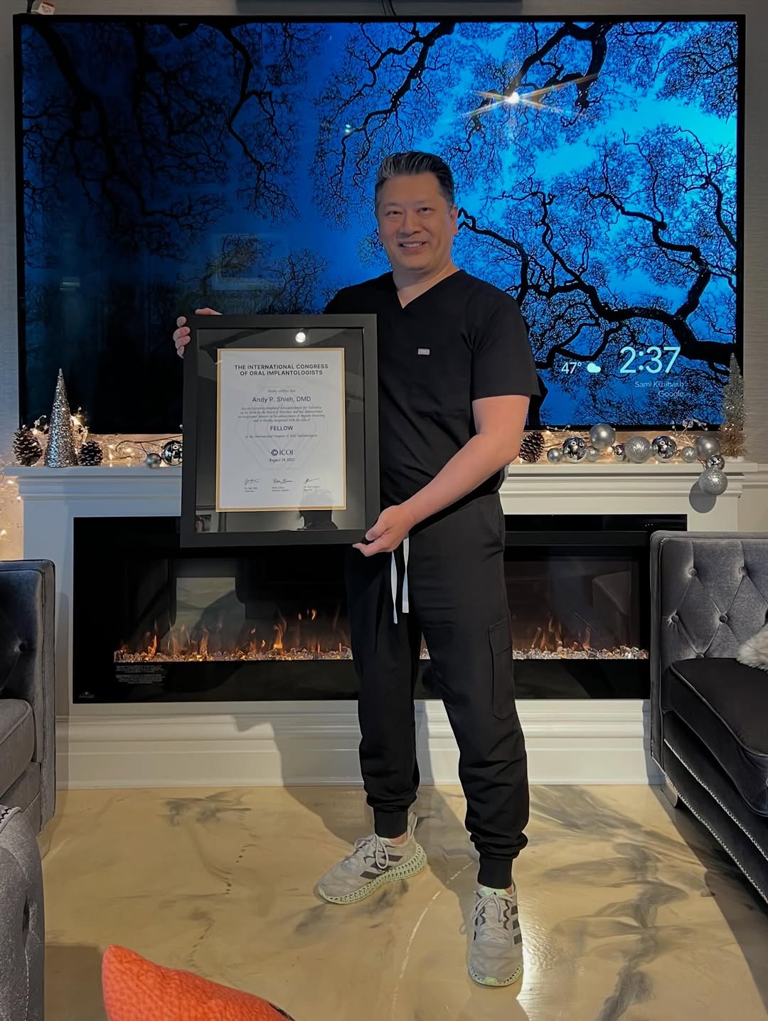 Instagram post by Dr. Andy Shieh, D: Proud to be recognized by @icoidental last weekend for my “Fellow” status in Dental Implantology. I’ve been placing dental implants for almo…