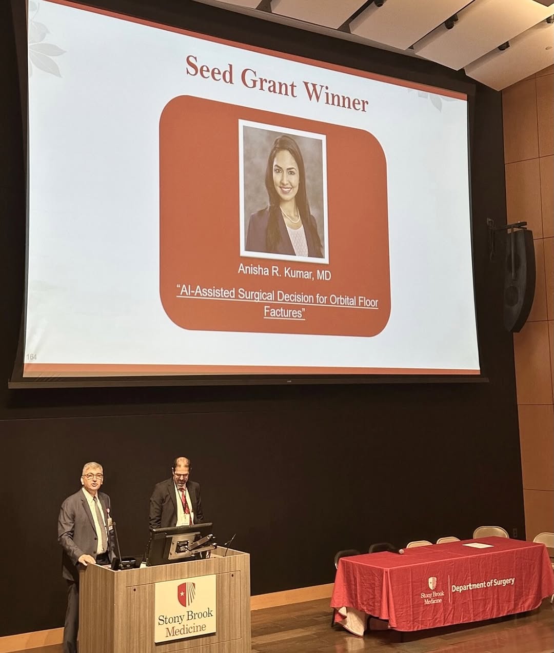Instagram post by Dr. Anisha Kumar: I am extremely grateful to receive the 2026 Surgery Seed Grant at @stonybrooku. With this funding, I will be able to build an interdisciplin…