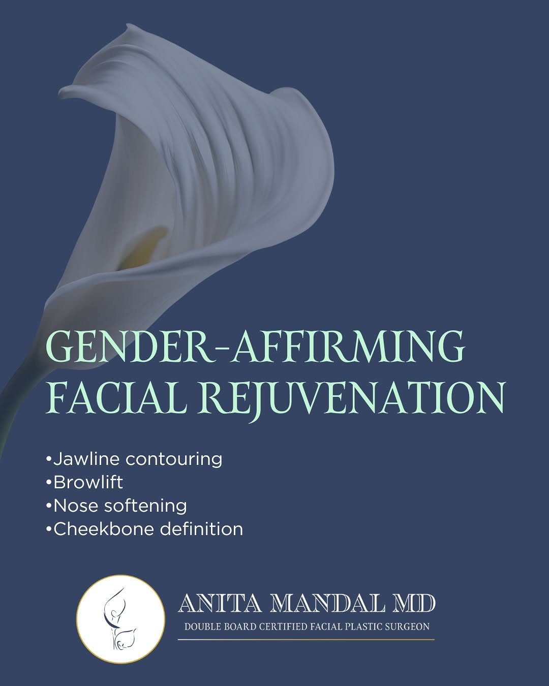 Instagram post by Dr. Anita Mandal: Facial procedures can help you align your features with your gender identity. From non-surgical options like fillers and Botox to surgical s…