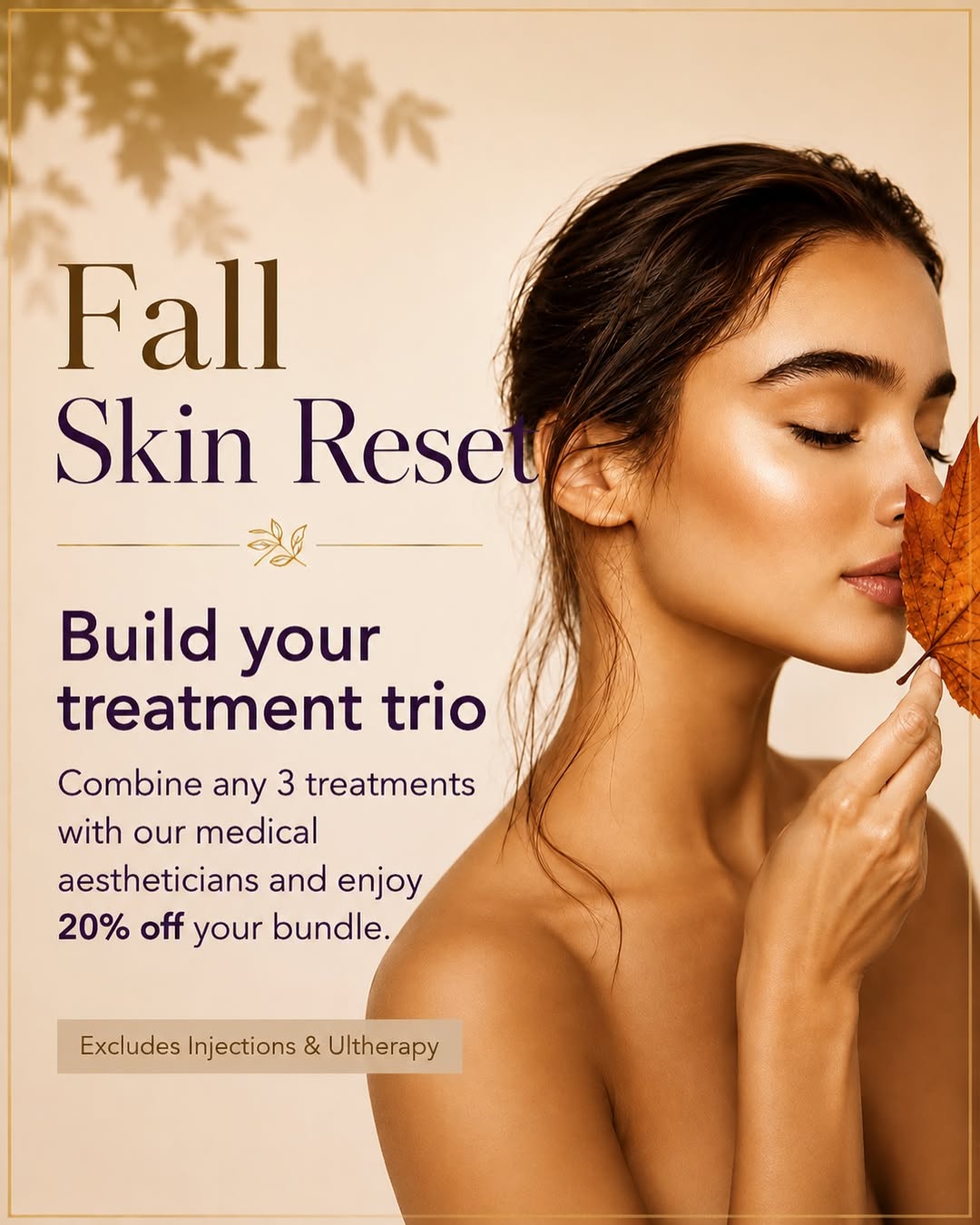 Instagram post by Dr. Ann Zedlitz: Fall is the perfect time to reset your skin. 🍂 Choose any three qualifying treatments with our medical aestheticians and enjoy 20% off your…
