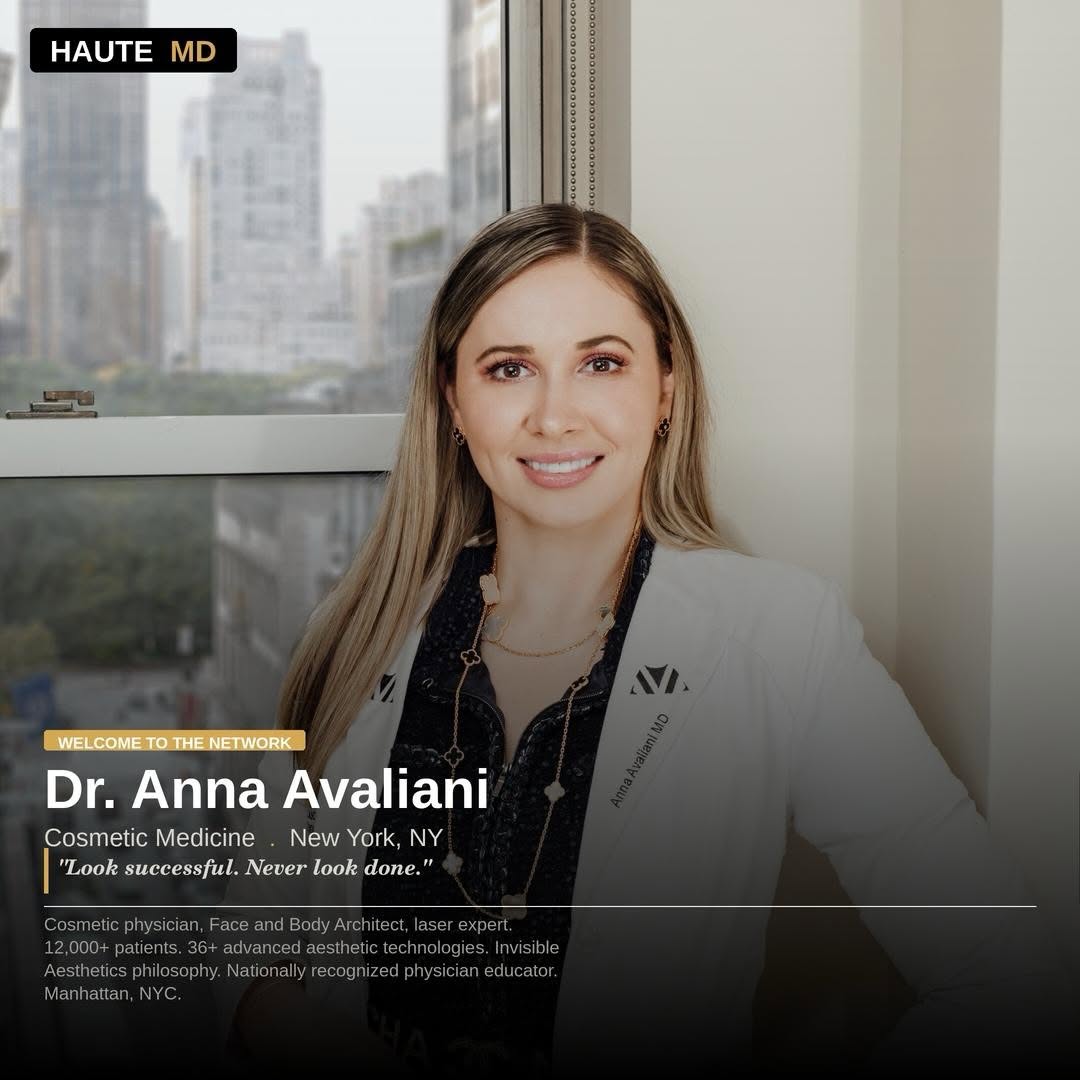 Instagram post by Dr. Anna Avaliani: Welcome to Haute MD, Dr. Anna Avaliani! Dr. Anna Avaliani is a nationally recognized cosmetic physician, Face and Body Architect, and laser …