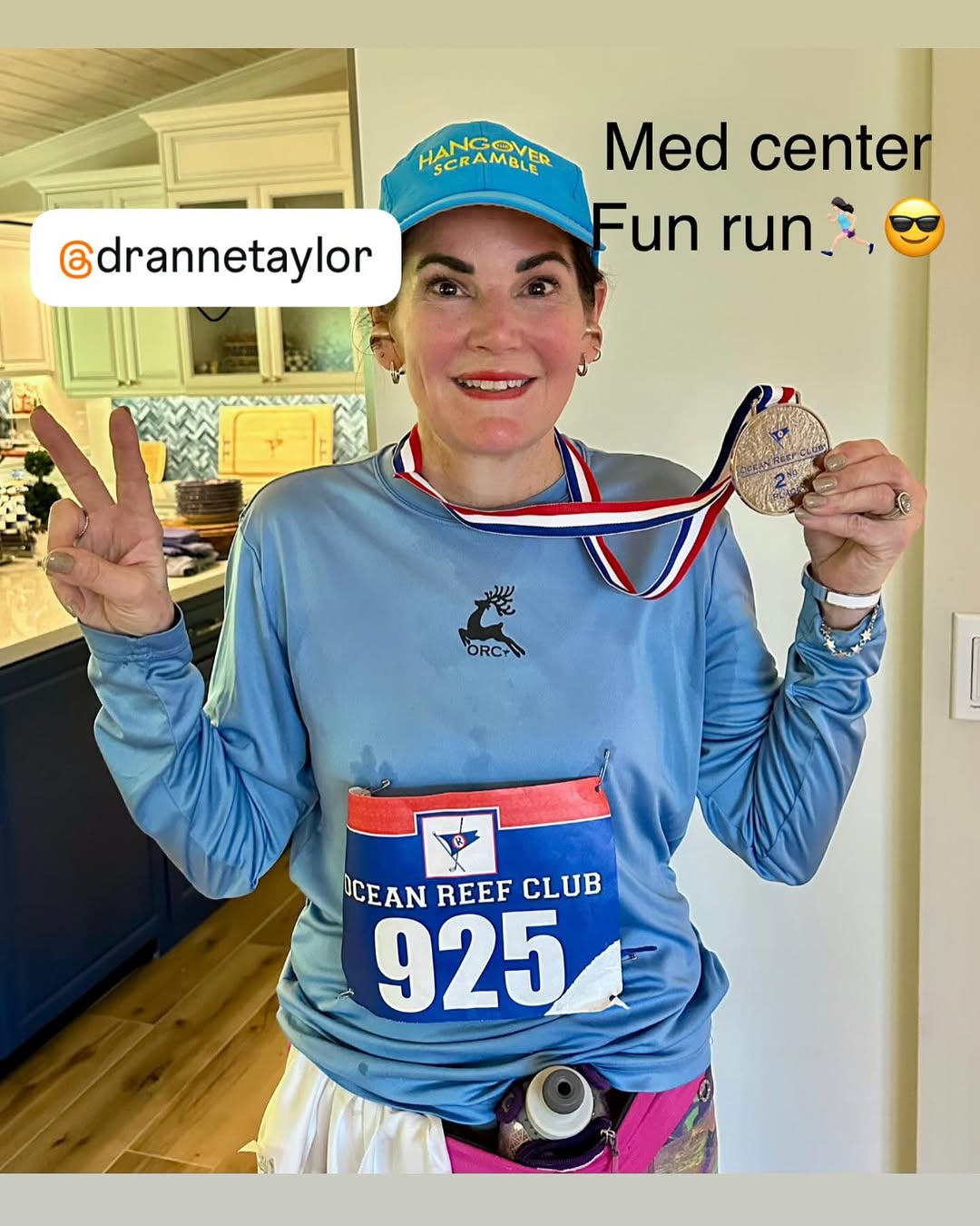 Instagram post by Dr. Anne Taylor: 🏃🏻♀️🏃🏻♀️Training continues for London😎 #runswithscalpel #runhappy #oceanreefclub #6run4 #marathongirl #funrun #onthepodium #taylormad…
