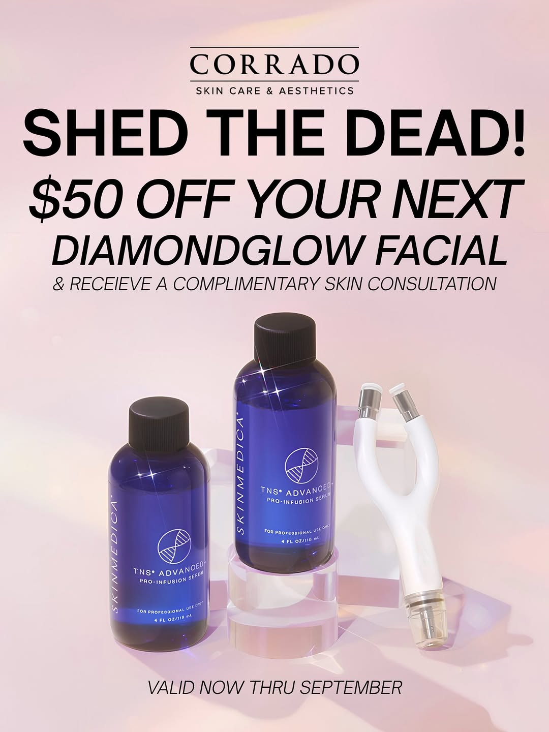 Instagram post by Dr. Anthony Corrado, DO: ✨ SHED THE DEAD. HELLO, GLOW. ✨ Ready to leave dull, tired skin behind? Treat yourself to a DiamondGlow Facial and get $50 OFF your next tre…