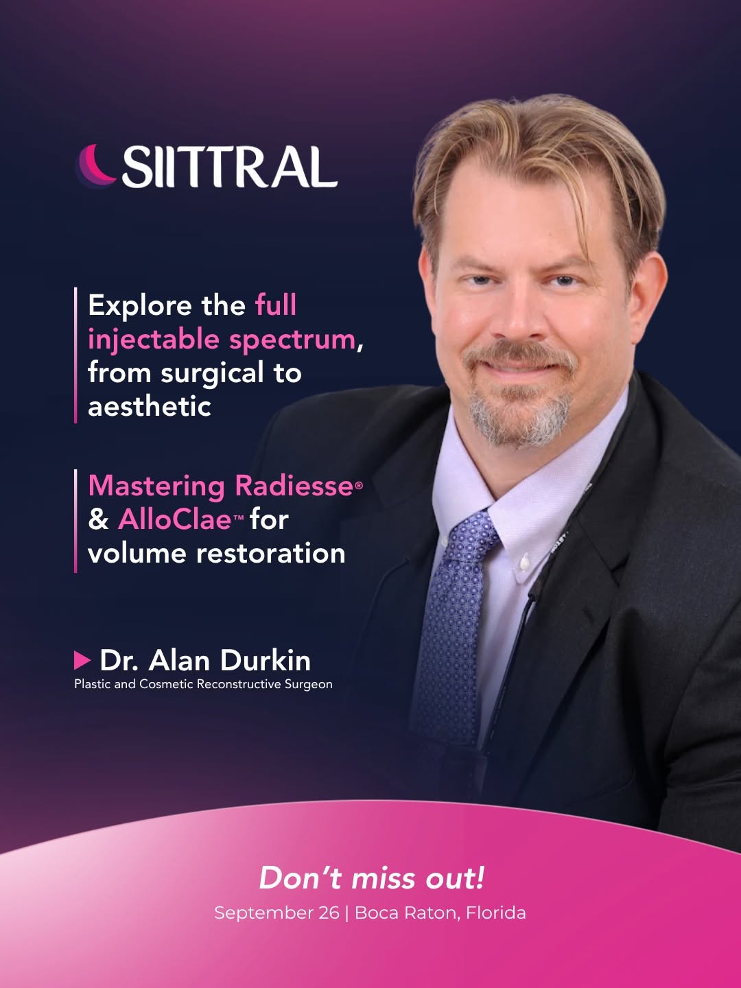 Instagram post by Dr. Anthony Dardano, DO: Learn from the founder of one of the largest advanced training groups in aesthetic medicine. 💉 Dr. Alan Durkin will explore the full spectr…
