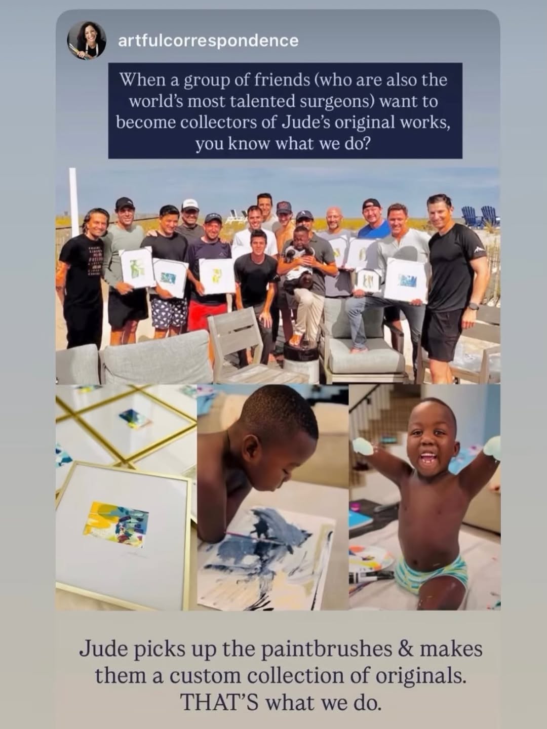 Instagram post by Dr. Anup Patel: Some people have been asking about Jude’s art and how this commissioned piece came about, so here is the background: One of the most special…