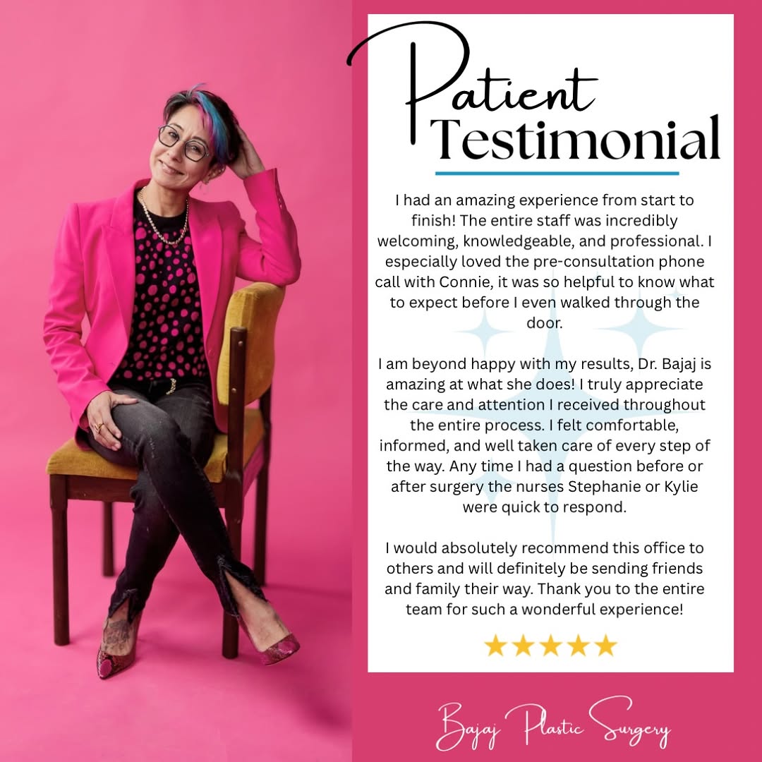 Instagram post by Dr. Anureet K. Bajaj: Every review tells a story and we are proud to be part of yours. Thank you for trusting us. #plasticsurgeon #boardcertifiedplasticsurgeon #r…