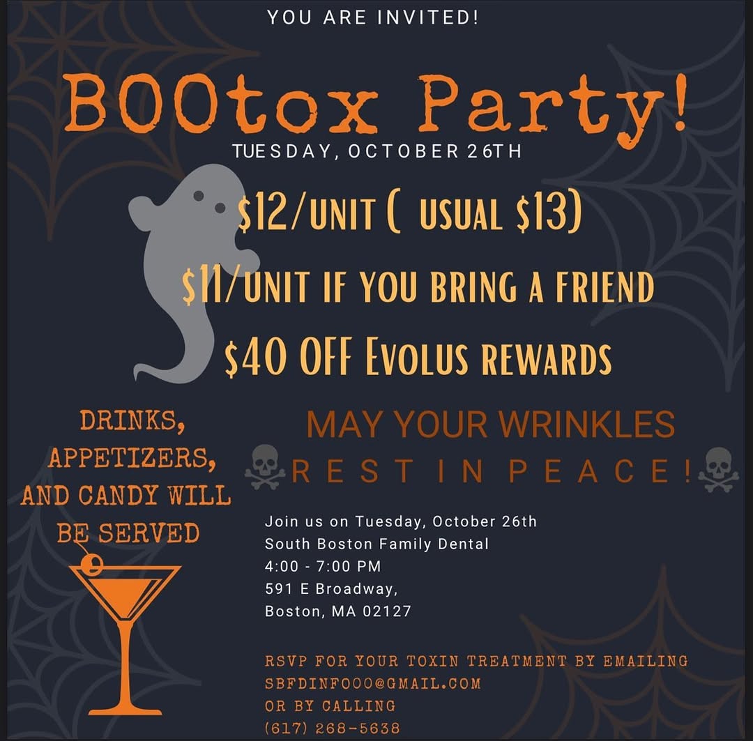 Instagram post by Dr. Anya Pukhovitskaya, D: DON’T MISS OUT! Say goodbye to wrinkles at our Halloween Bootox event, space is limited so please reach out to our office ASAP to get this a…